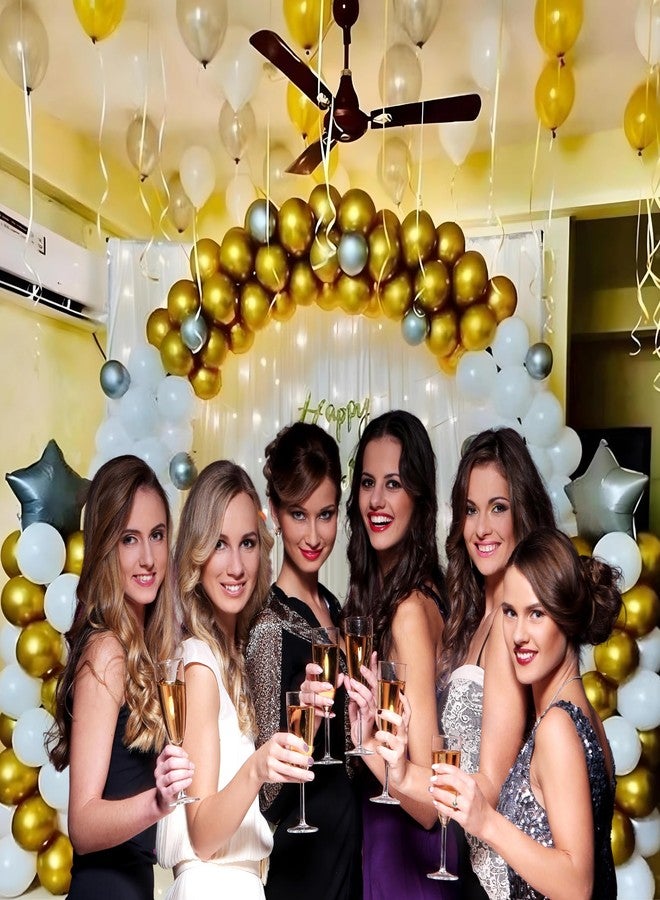1iAM Happy Birthday Decoration Kit - 79 Pcs | Golden, White & Silver | Balloons, Banner, Net, LED Light, Ribbon, Arch Tape, Glue Dots - Party Decorations for Baby, Boys, Girls, Husband, Wife - Image 3
